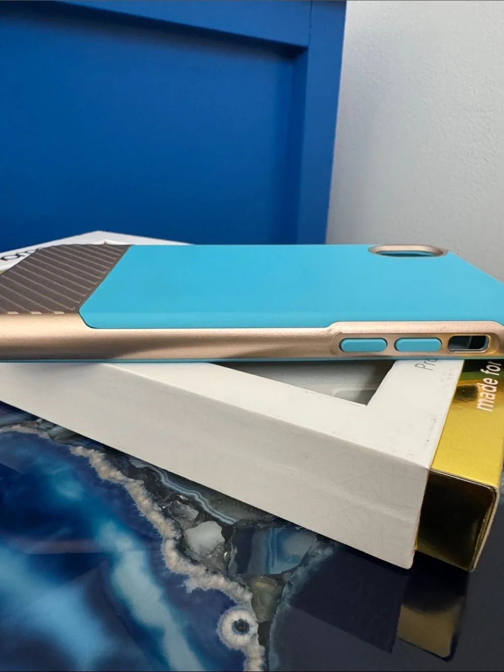 iHome Turquoise and Gold Protective Case for iPhone XR
